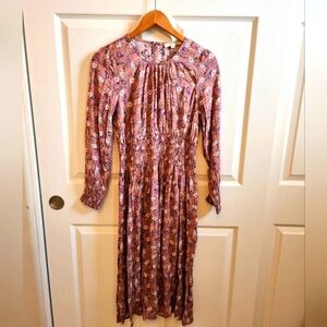 Midi Dusy Rose Dress with multi colored flowers 💐